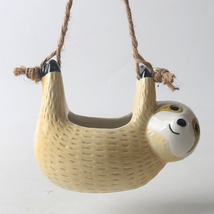 Ceramic Sloth Air Plant Holder – Handcrafted Hanging Planter